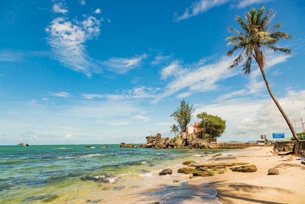 The crystal-clear seawater at Dinh Cau Beach